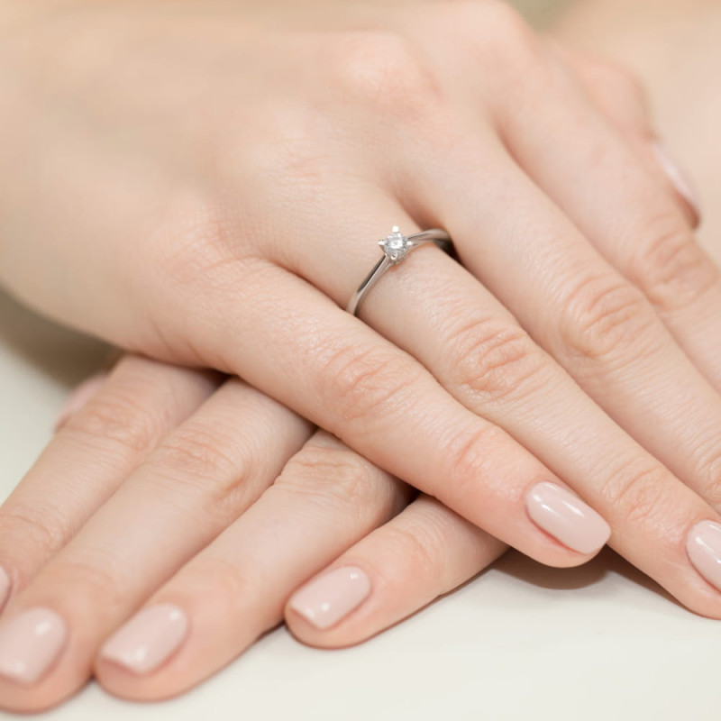 Pierścionek W367 Diament 0,15ct białe złoto
