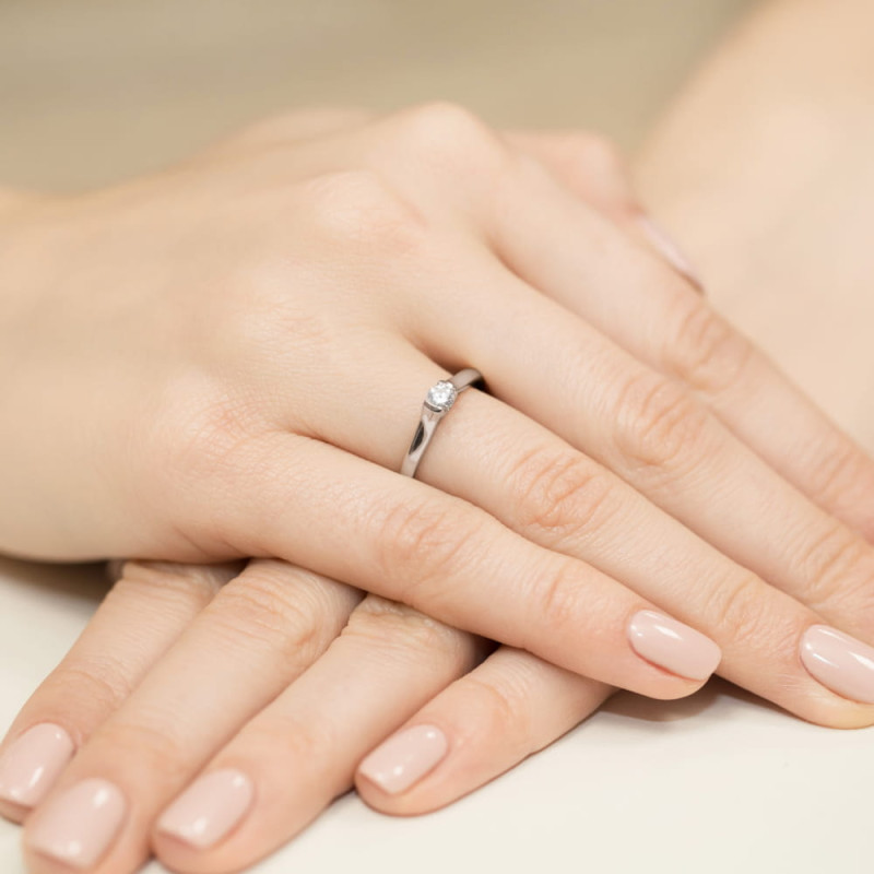 Pierścionek W369 Diament 0,15ct białe złoto