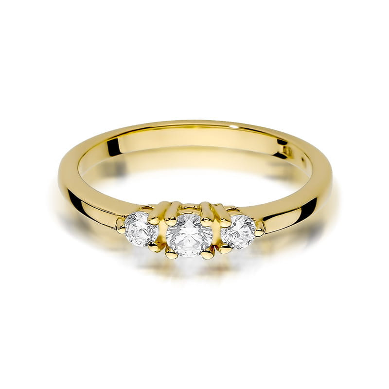 Pierścionek W377 Diament 0,15ct żółte złoto