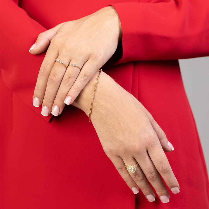 Pierścionek W377 Diament 0,15ct żółte złoto