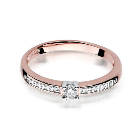 Pierścionek W288 Diament 0,08ct różowe złoto