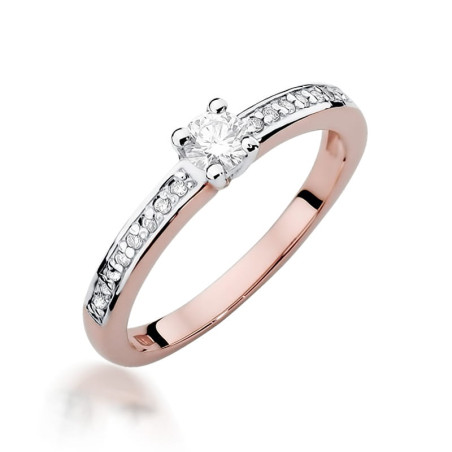 Pierścionek W288 Diament 0,20ct różowe złoto