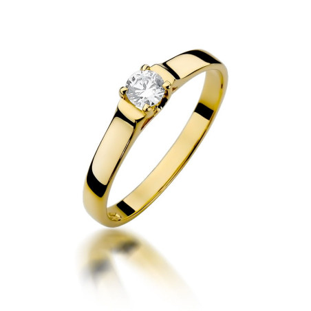 Pierścionek W381 Diament 0,18ct żółte złoto
