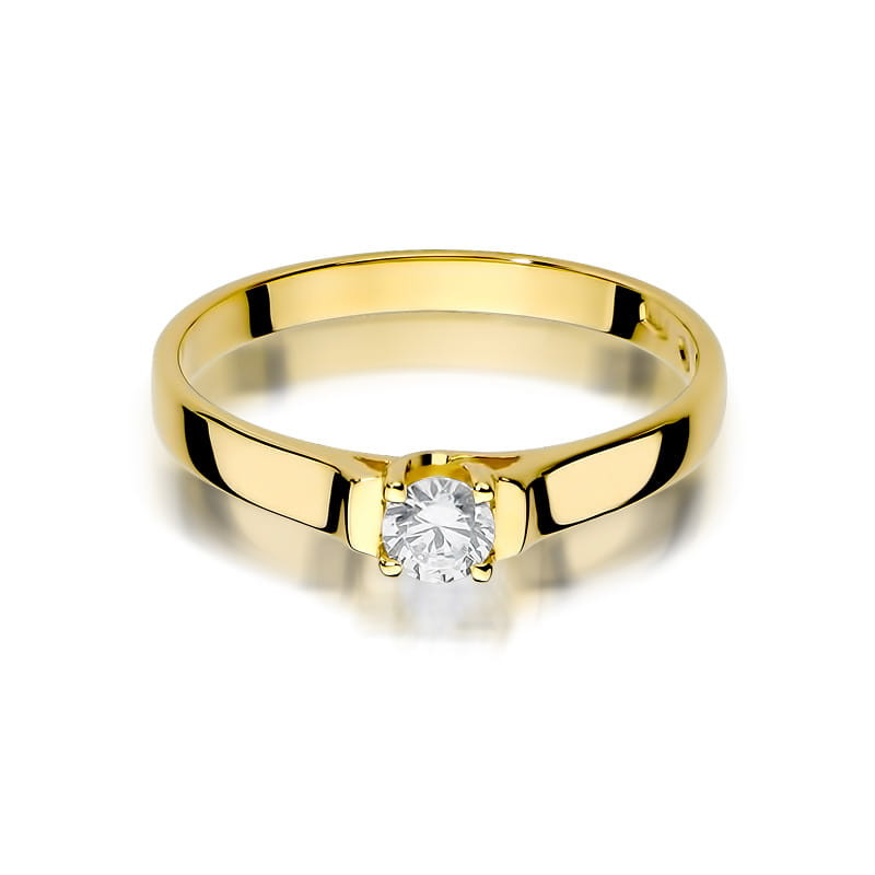 Pierścionek W381 Diament 0,18ct żółte złoto