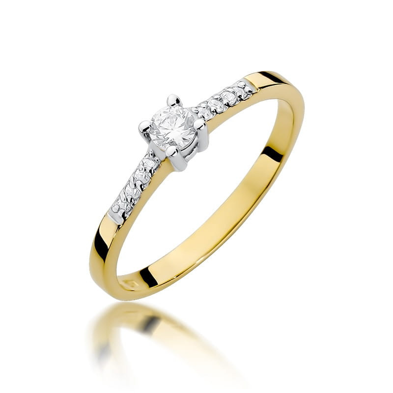 Pierścionek W382 Diament 0,15ct żółte złoto