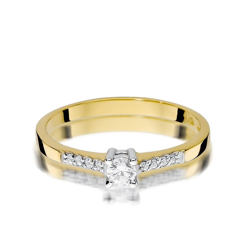 Pierścionek W382 Diament 0,15ct żółte złoto
