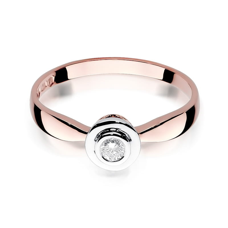 Pierścionek W294 Diament 0,10ct różowe złoto