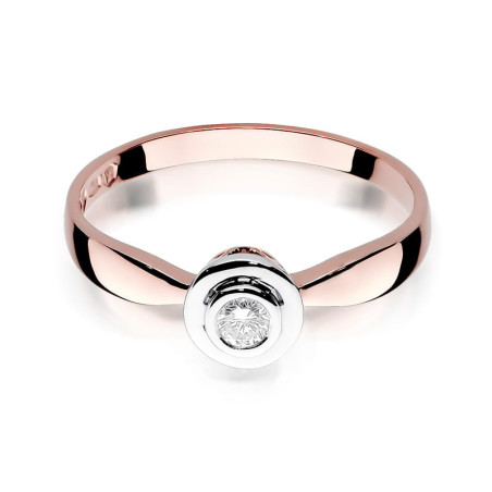 Pierścionek W294 Diament 0,10ct różowe złoto