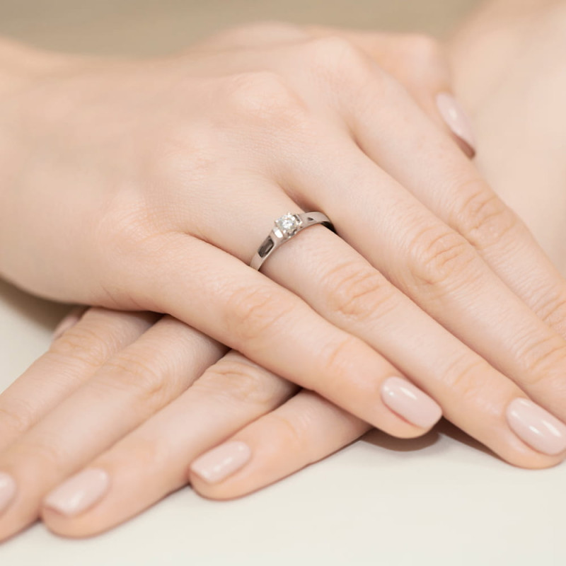 Pierścionek W381 Diament 0,18ct białe złoto