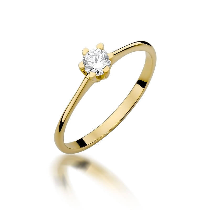 Pierścionek W387 Diament 0,23ct żółte złoto