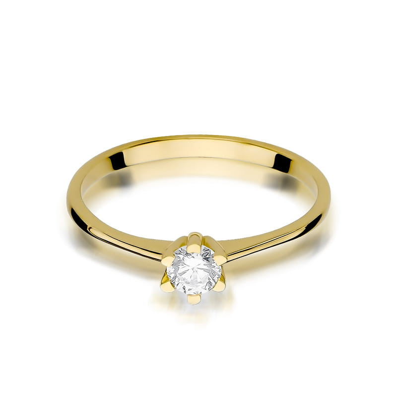 Pierścionek W387 Diament 0,23ct żółte złoto