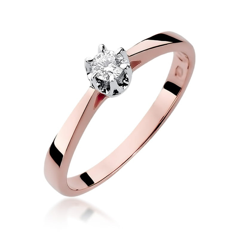Pierścionek W295 Diament 0,12ct różowe złoto