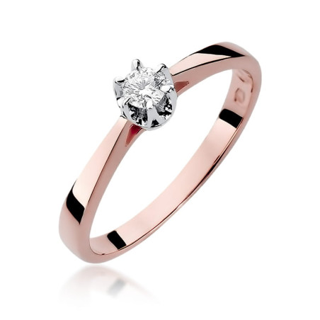 Pierścionek W295 Diament 0,12ct różowe złoto