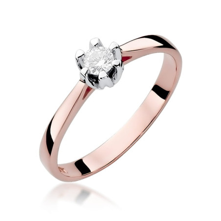 Pierścionek W299 Diament 0,12ct różowe złoto