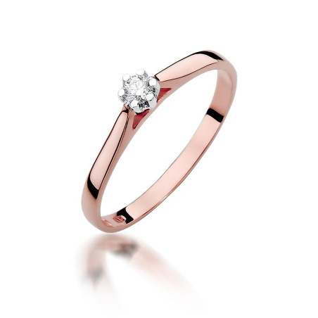 Pierścionek W311 Diament 0,09ct różowe złoto