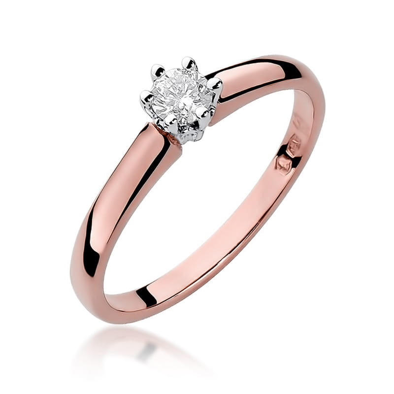 Pierścionek W317 Diament 0,20ct różowe złoto