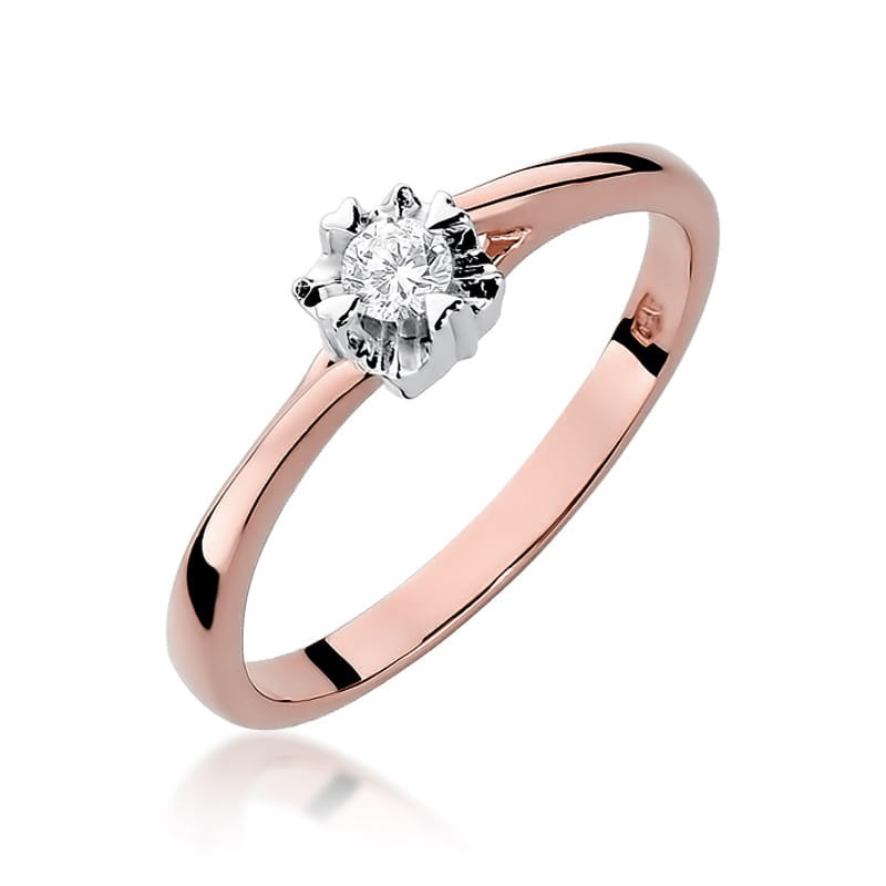 Pierścionek W318 Diament 0,10ct różowe złoto