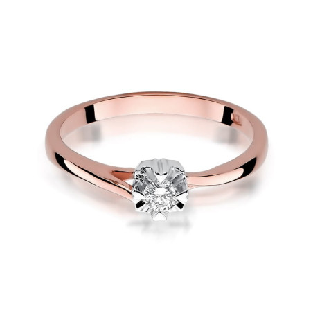 Pierścionek W318 Diament 0,10ct różowe złoto