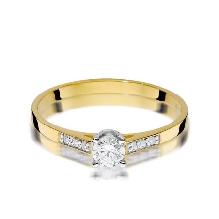 Pierścionek W399 Diament 0,15ct żółte złoto