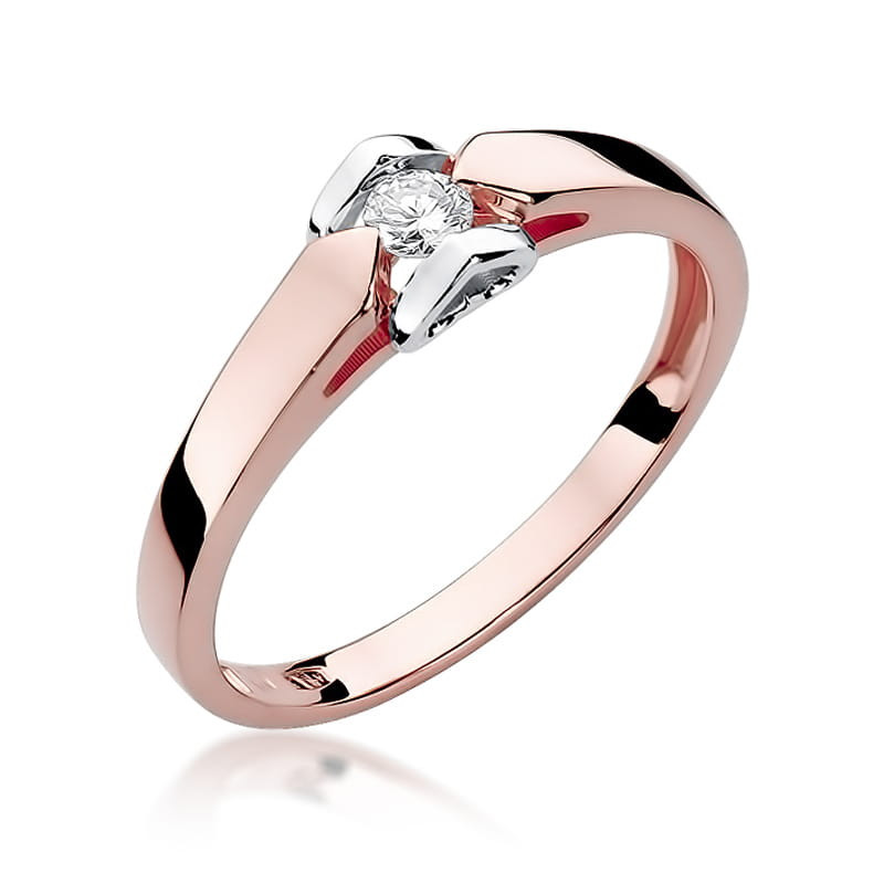 Pierścionek W320 Diament 0,09ct różowe złoto