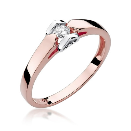 Pierścionek W320 Diament 0,09ct różowe złoto