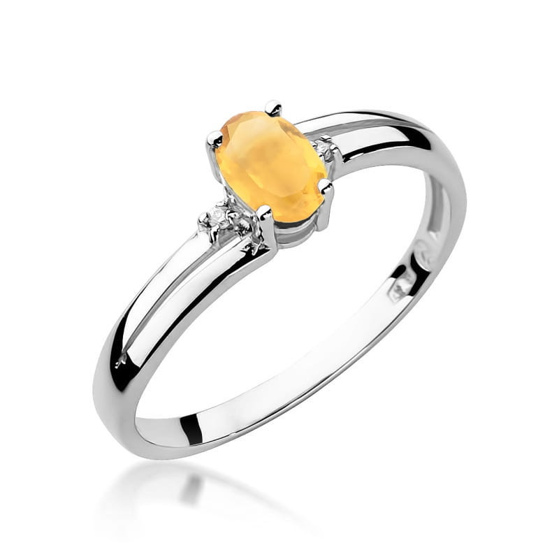 "Pierścionek W068 Cytryn 0,60ct | Białe złoto | Daimana.pl - Najwy