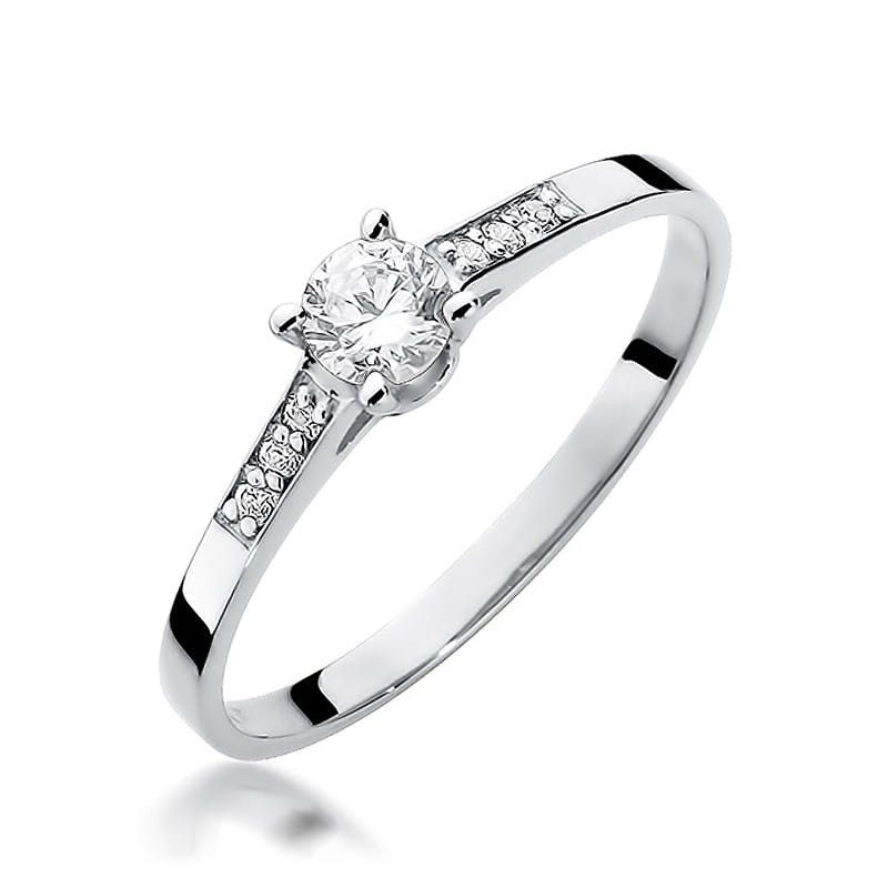 Pierścionek W399 Diament 0,15ct białe złoto