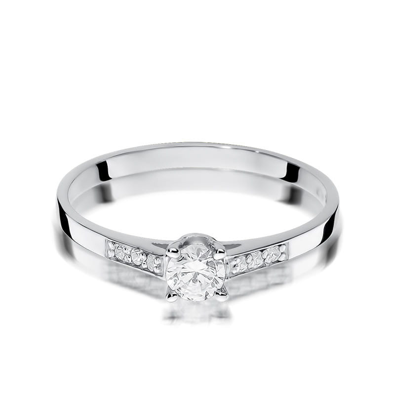 Pierścionek W399 Diament 0,15ct białe złoto
