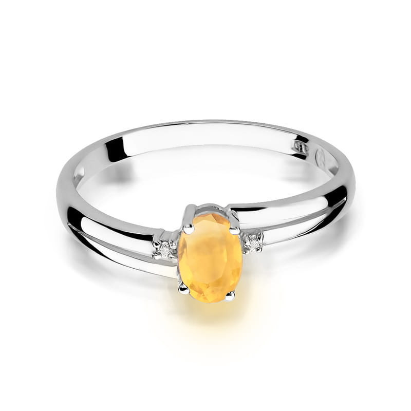 "Pierścionek W068 Cytryn 0,60ct | Białe złoto | Daimana.pl - Najwy