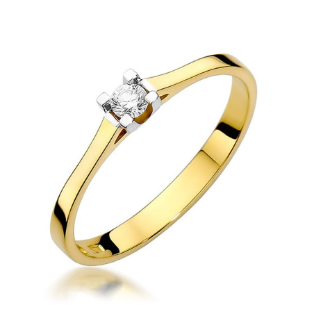 Pierścionek W407 Diament 0,09ct żółte złoto
