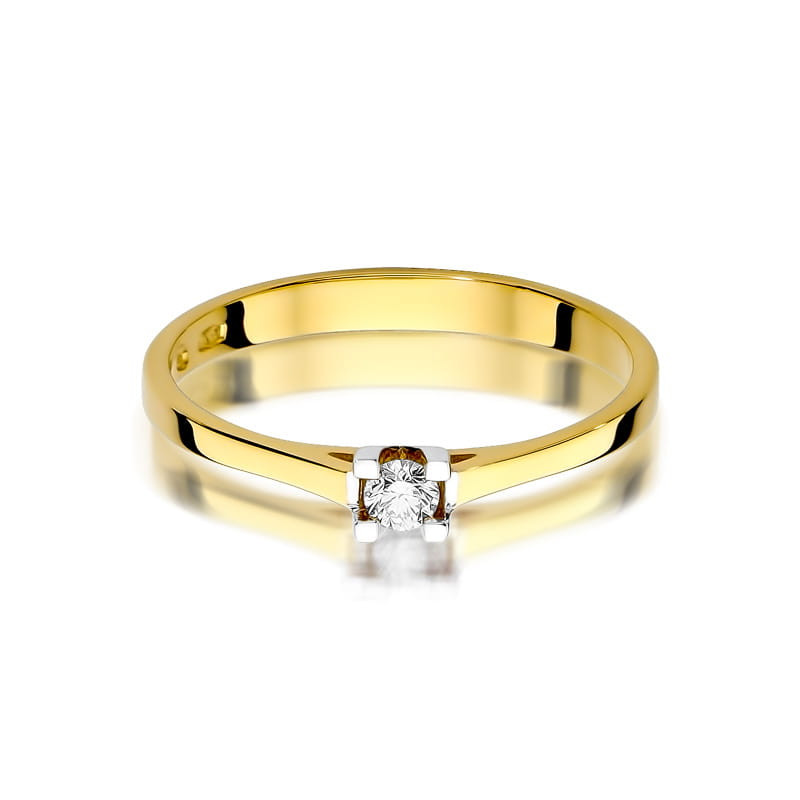 Pierścionek W407 Diament 0,09ct żółte złoto