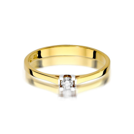Pierścionek W407 Diament 0,09ct żółte złoto