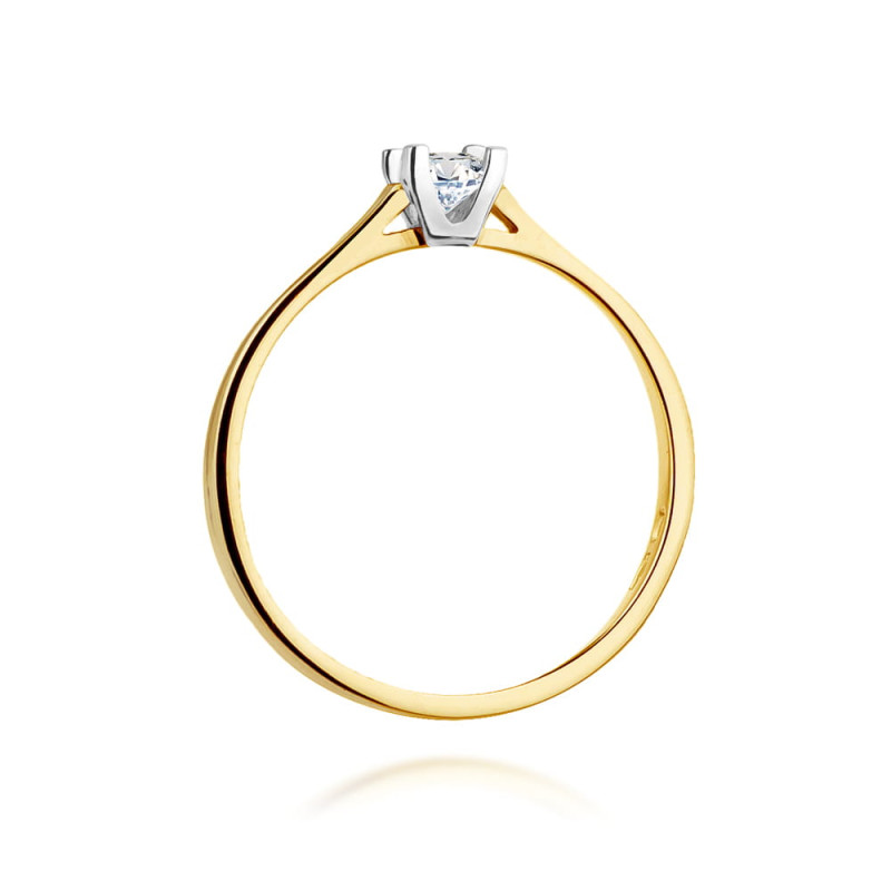 Pierścionek W407 Diament 0,09ct żółte złoto
