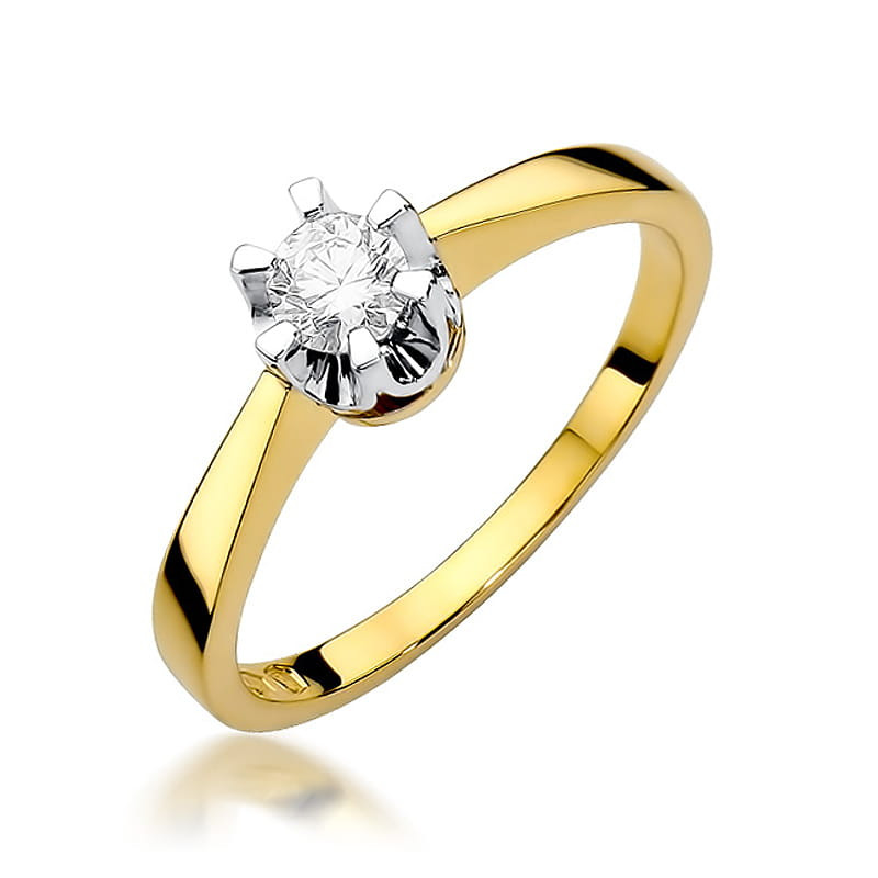 Pierścionek W408 Diament 0,25ct żółte złoto