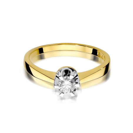 Pierścionek W408 Diament 0,25ct żółte złoto