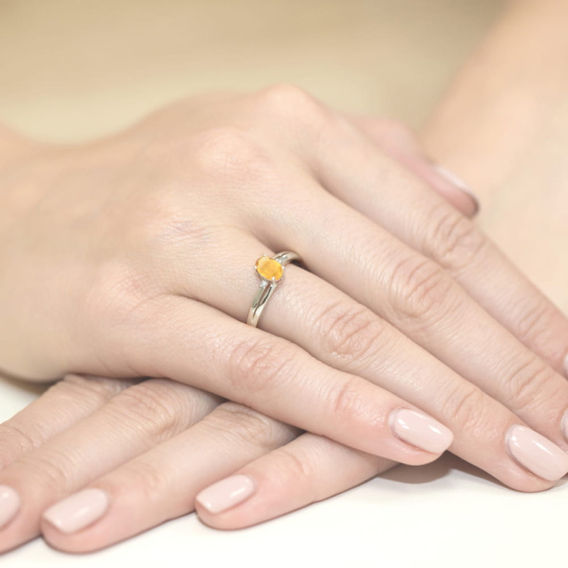 "Pierścionek W068 Cytryn 0,60ct | Białe złoto | Daimana.pl - Najwy