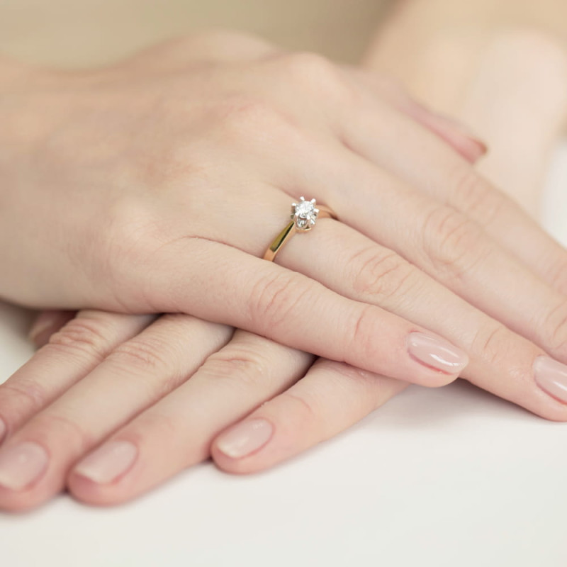 Pierścionek W408 Diament 0,25ct żółte złoto