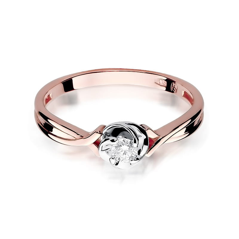 Pierścionek W329 Diament 0,10ct różowe złoto