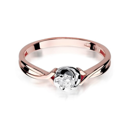 Pierścionek W329 Diament 0,10ct różowe złoto
