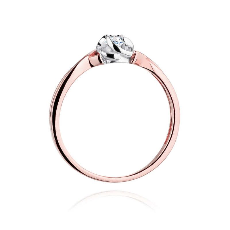 Pierścionek W329 Diament 0,10ct różowe złoto
