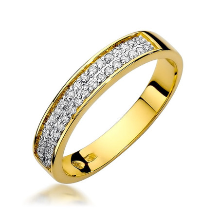 Pierścionek W410 z diamentami żółte złoto