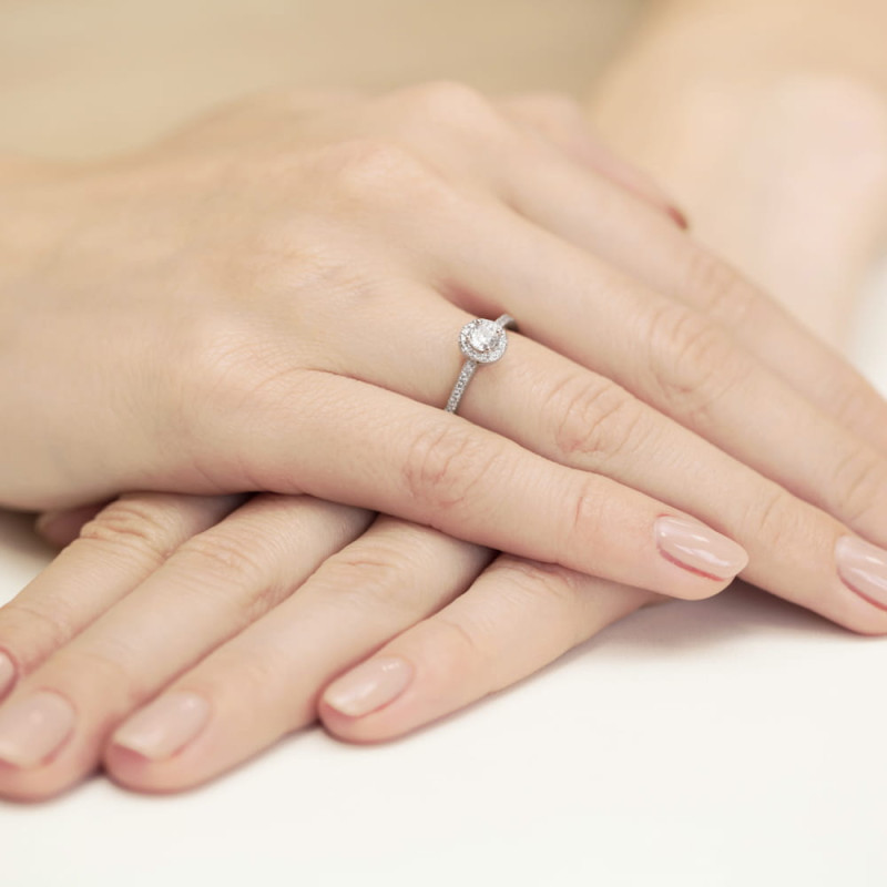 Pierścionek W406 Diament 0,15ct białe złoto