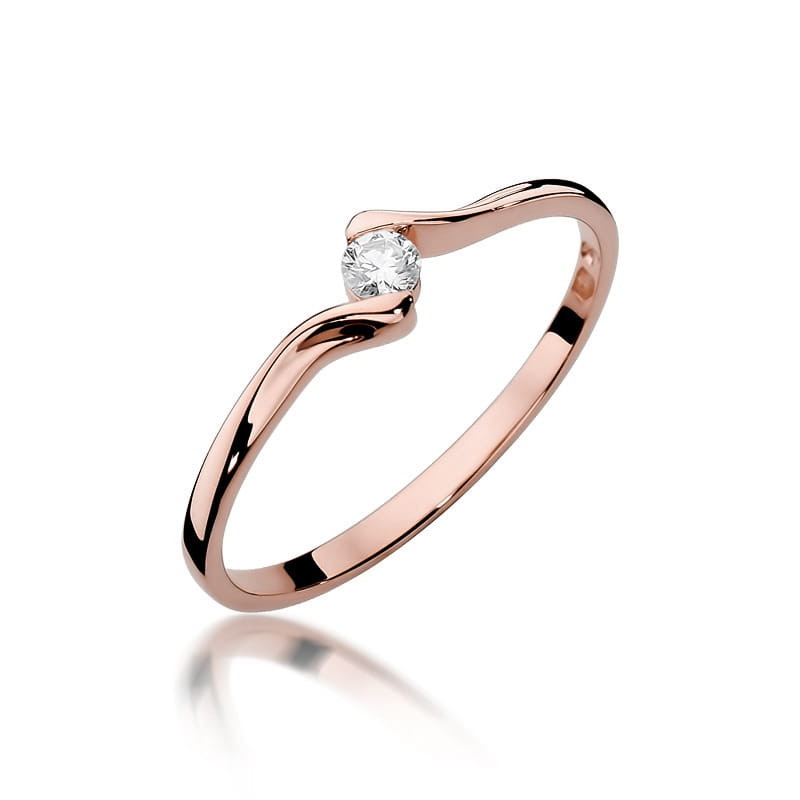 Pierścionek W332 Diament 0,09ct różowe złoto