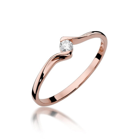 Pierścionek W332 Diament 0,09ct różowe złoto