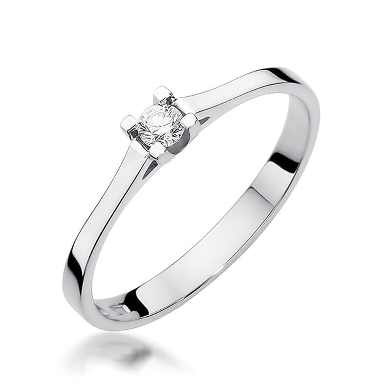 Pierścionek W407 Diament 0,09ct białe złoto