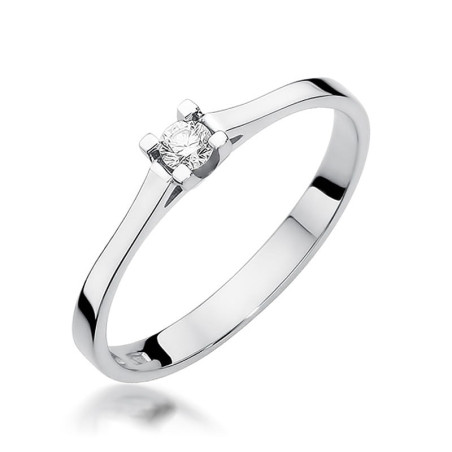 Pierścionek W407 Diament 0,09ct białe złoto