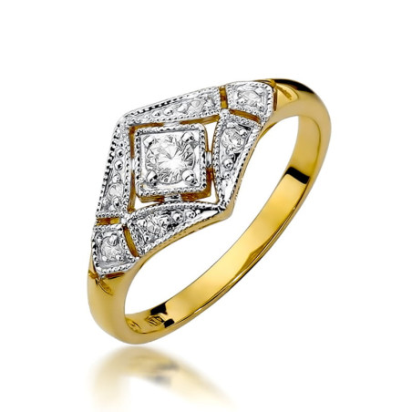 Pierścionek W412 Diament 0,10ct żółte złoto