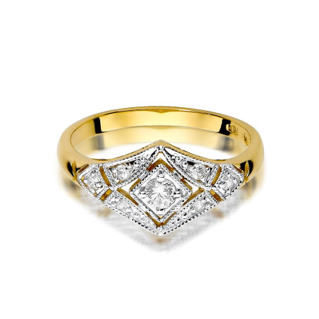 Pierścionek W412 Diament 0,10ct żółte złoto