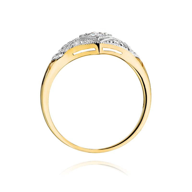 Pierścionek W412 Diament 0,10ct żółte złoto