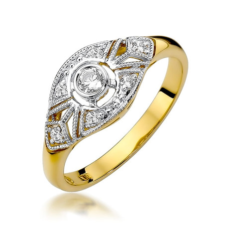 Pierścionek W413 Diament 0,10ct żółte złoto